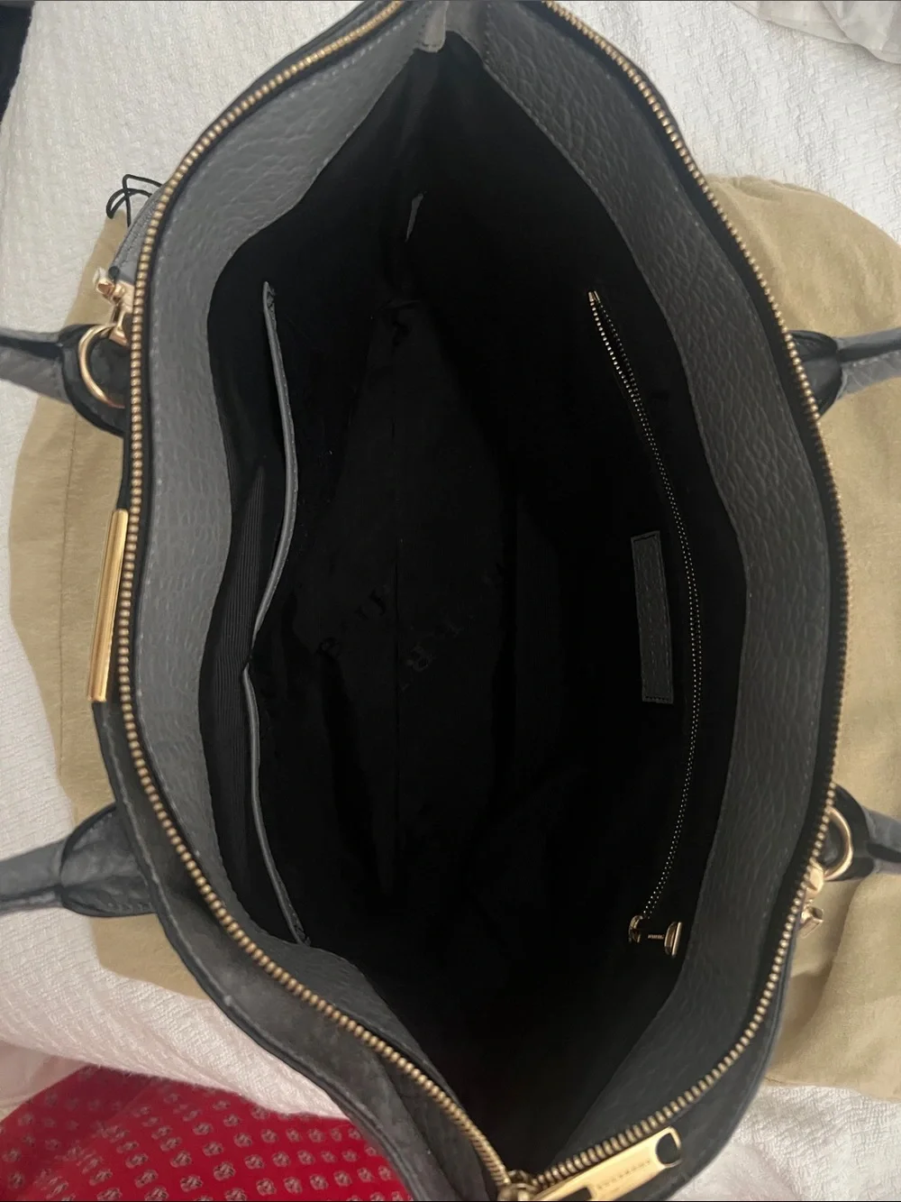 Burberry Dewsbury Grey Melange Leather Tote Bag with Gold Hardware